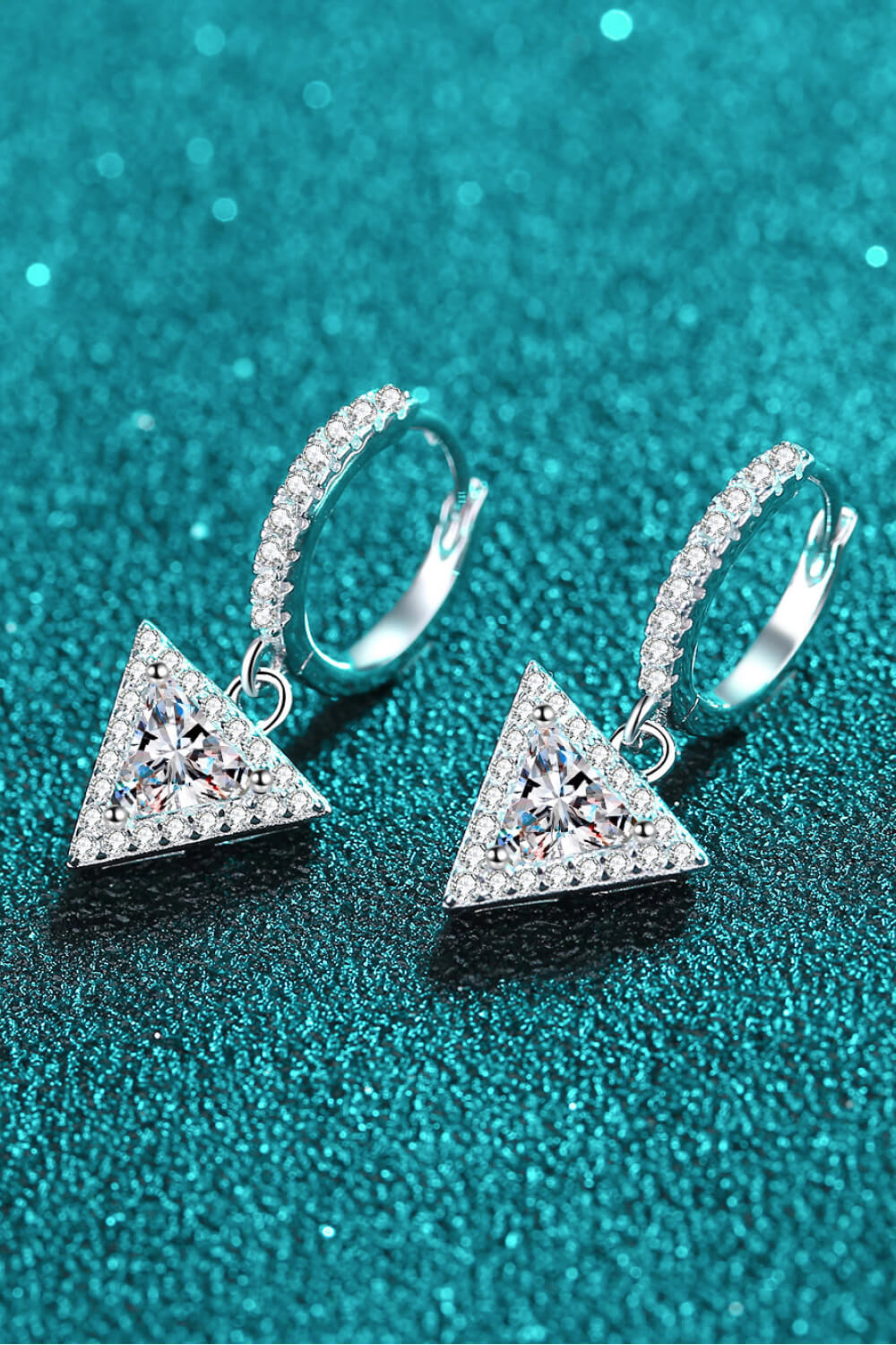1 Carat Moissanite Triangle Drop Earrings