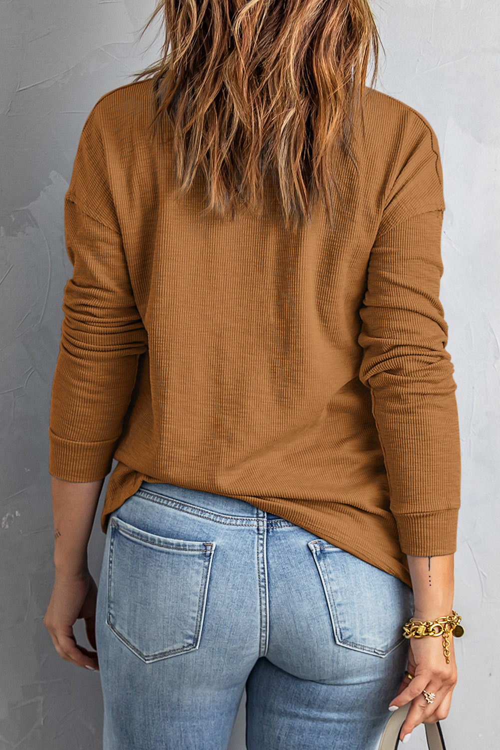 Half Button Collared Knit Top