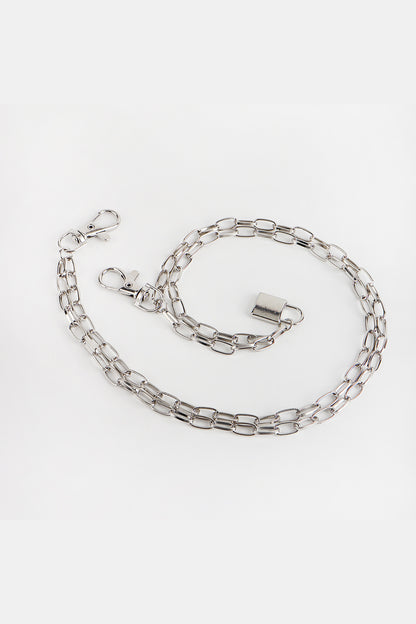 Double Layered Iron Chain Belt with Lock Charm