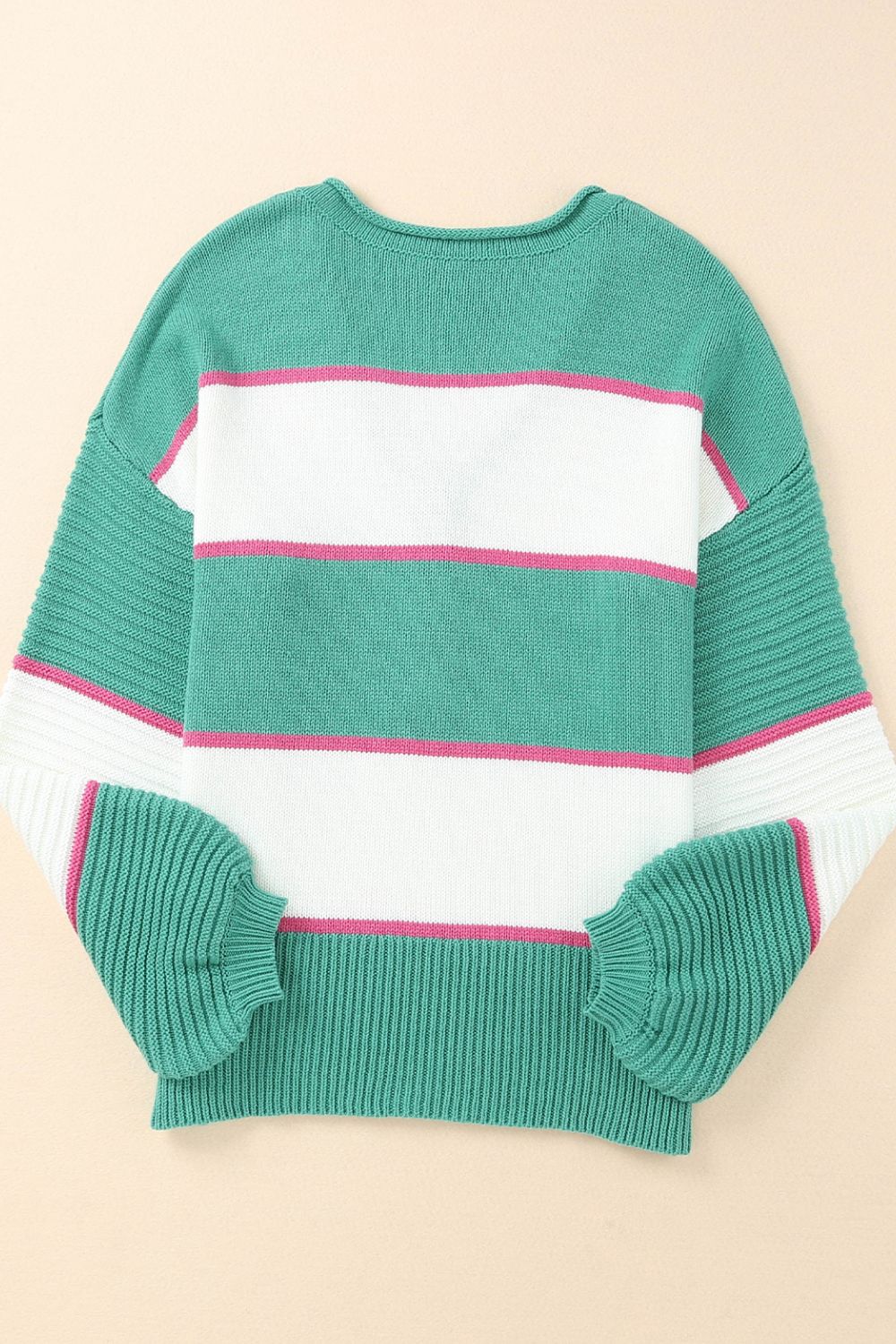 Color Block Buttoned V-Neck Sweater