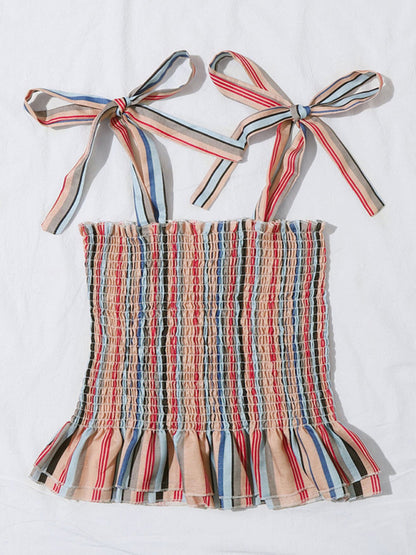 Women's suspender bow color strip tube top top